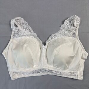 Rhonda Shear Lace Bra 3X White Comfort Support Wireless‎ Stretch Everyday HSN